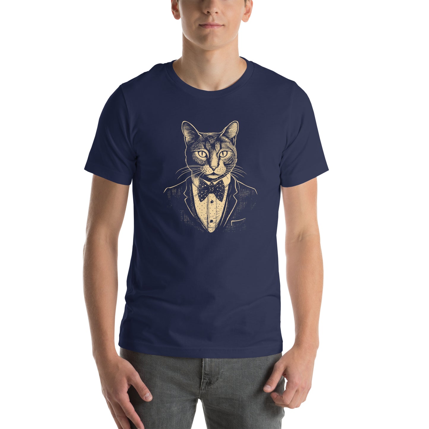 Tuxedo Cat Unisex t-shirt Navy