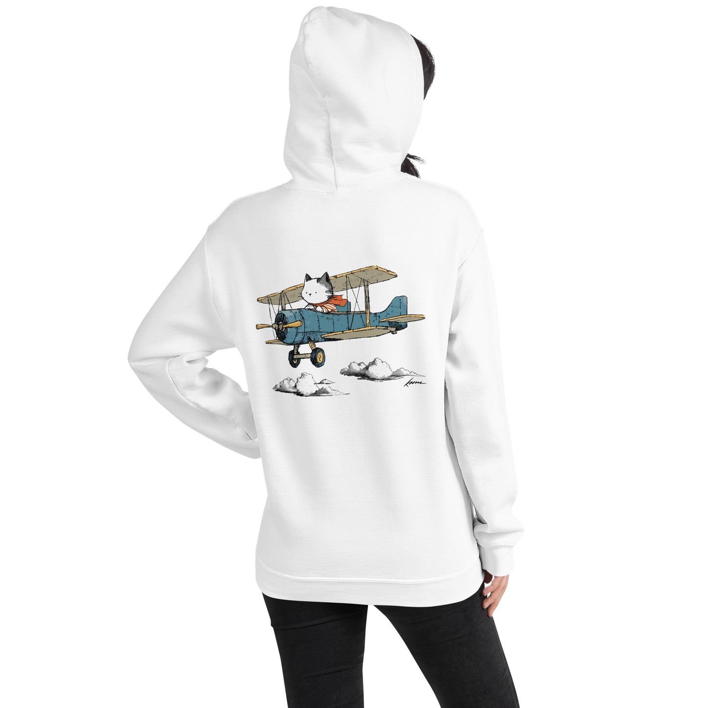 Cat in a Biplane Unisex Hoodie