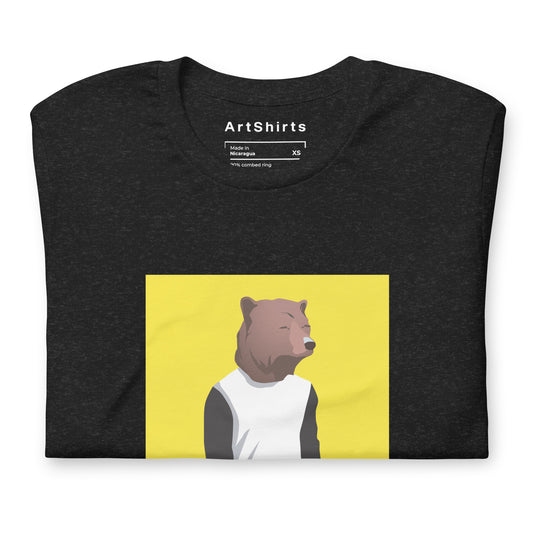 BEARHEAR Large Yellow Square - Premium Black Short Sleeve T-Shirt