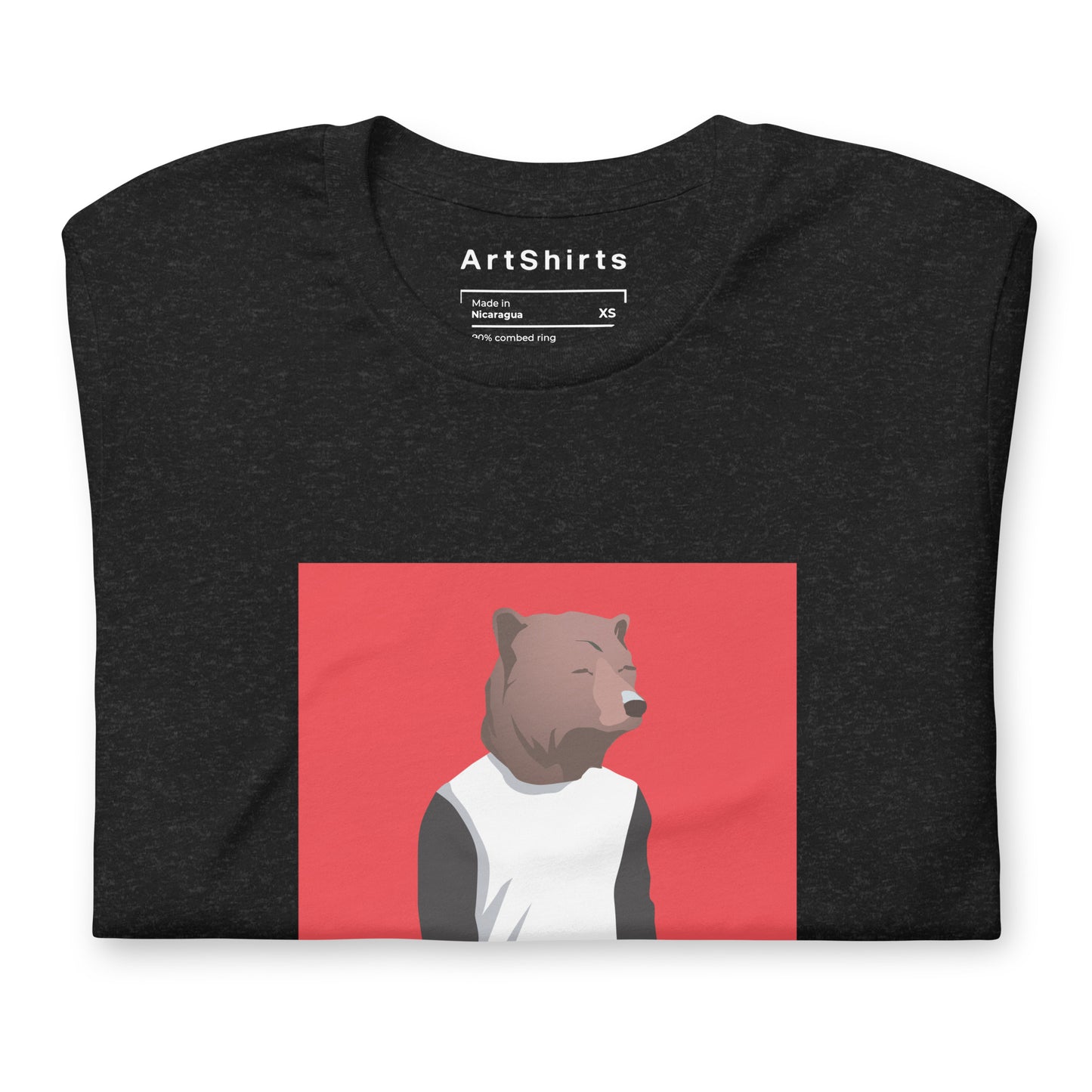 BEARHEAR Large Red Square - Premium Black Short Sleeve T-Shirt