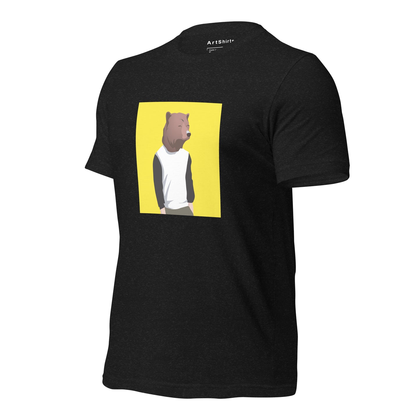 BEARHEAR Large Yellow Square - Premium Black Short Sleeve T-Shirt