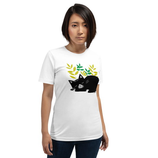 Botanical Cat Nap Unisex T-shirt