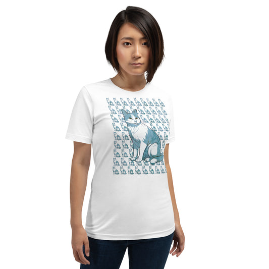 Blue Repeating Cat Pattern Unisex T-Shirt