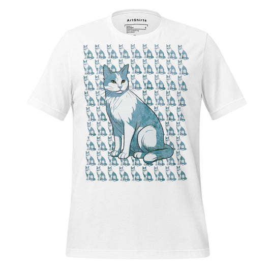 Blue Repeating Cat Pattern Unisex T-Shirt