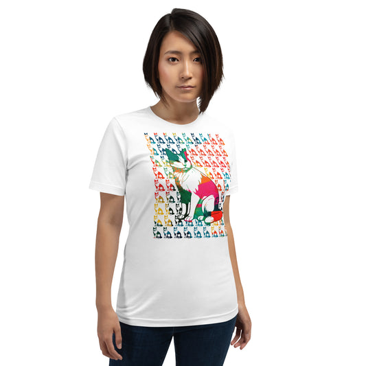 Colored Repeating Pattern Cat Unisex t-shirt