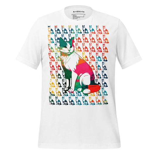 Colored Repeating Pattern Cat Unisex t-shirt
