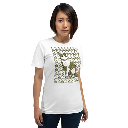 Sea Green Repeating Cat Pattern Unisex T-Shirt