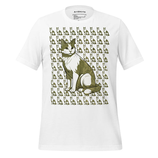 Sea Green Repeating Cat Pattern Unisex T-Shirt