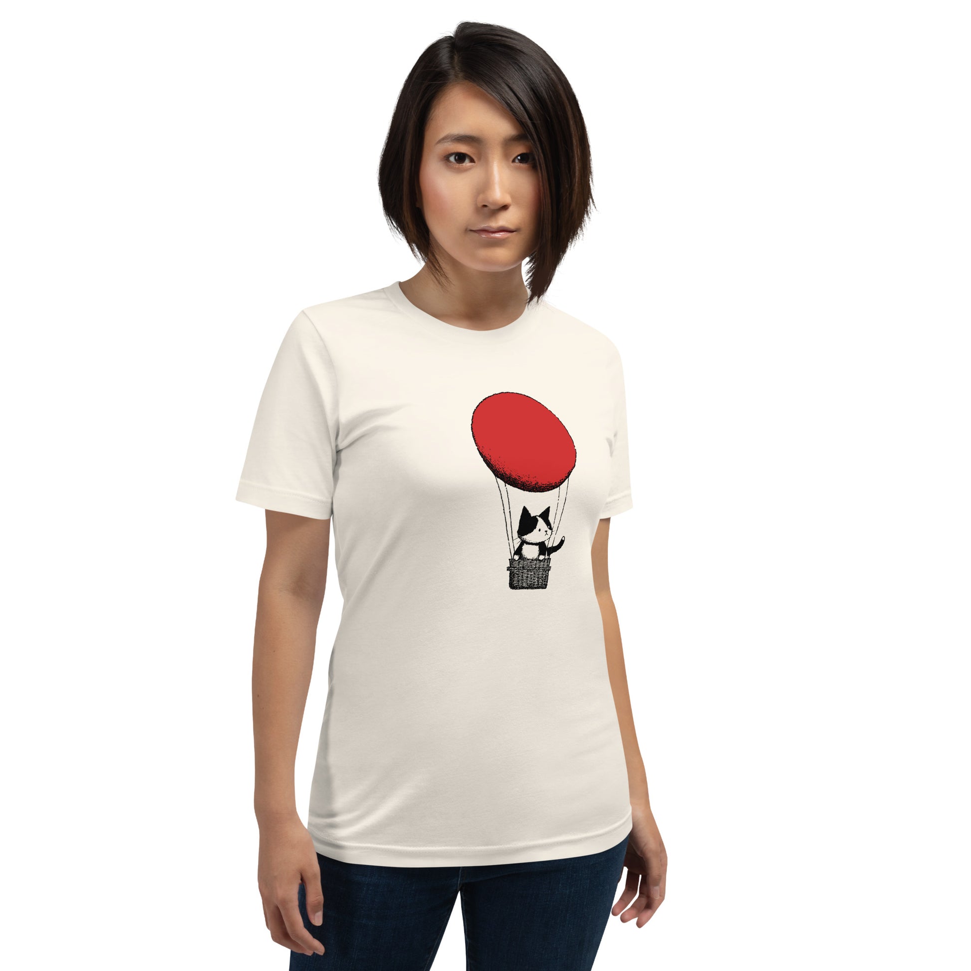 Cat In Red Balloon Unisex T-Shirt
