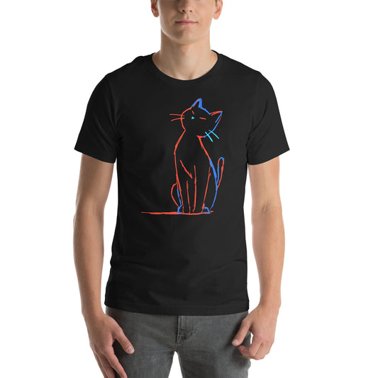 Neon Cat Unisex T-Shirt Black