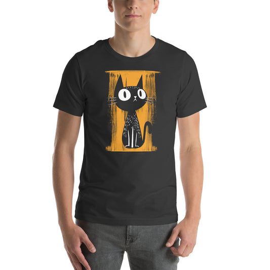 Orange Paint Cat Unisex T-Shirt Black
