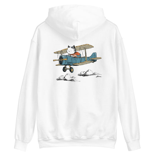 Cat in a Biplane Unisex Hoodie
