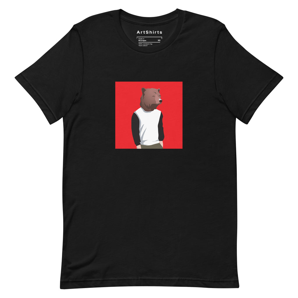 BEARHEAR Large Red Square - Premium Black Short Sleeve T-Shirt