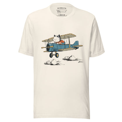 Cat In a Biplane Unisex T-Shirt