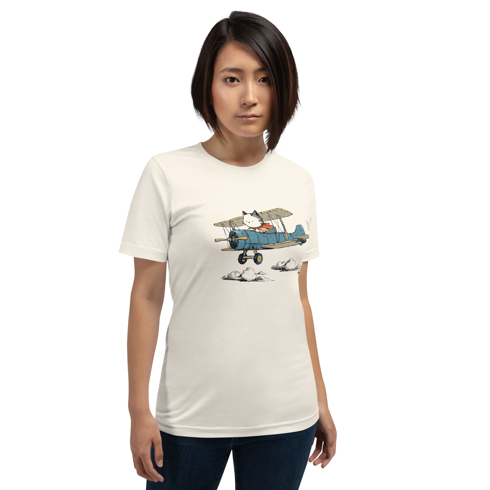 Cat In a Biplane Unisex T-Shirt