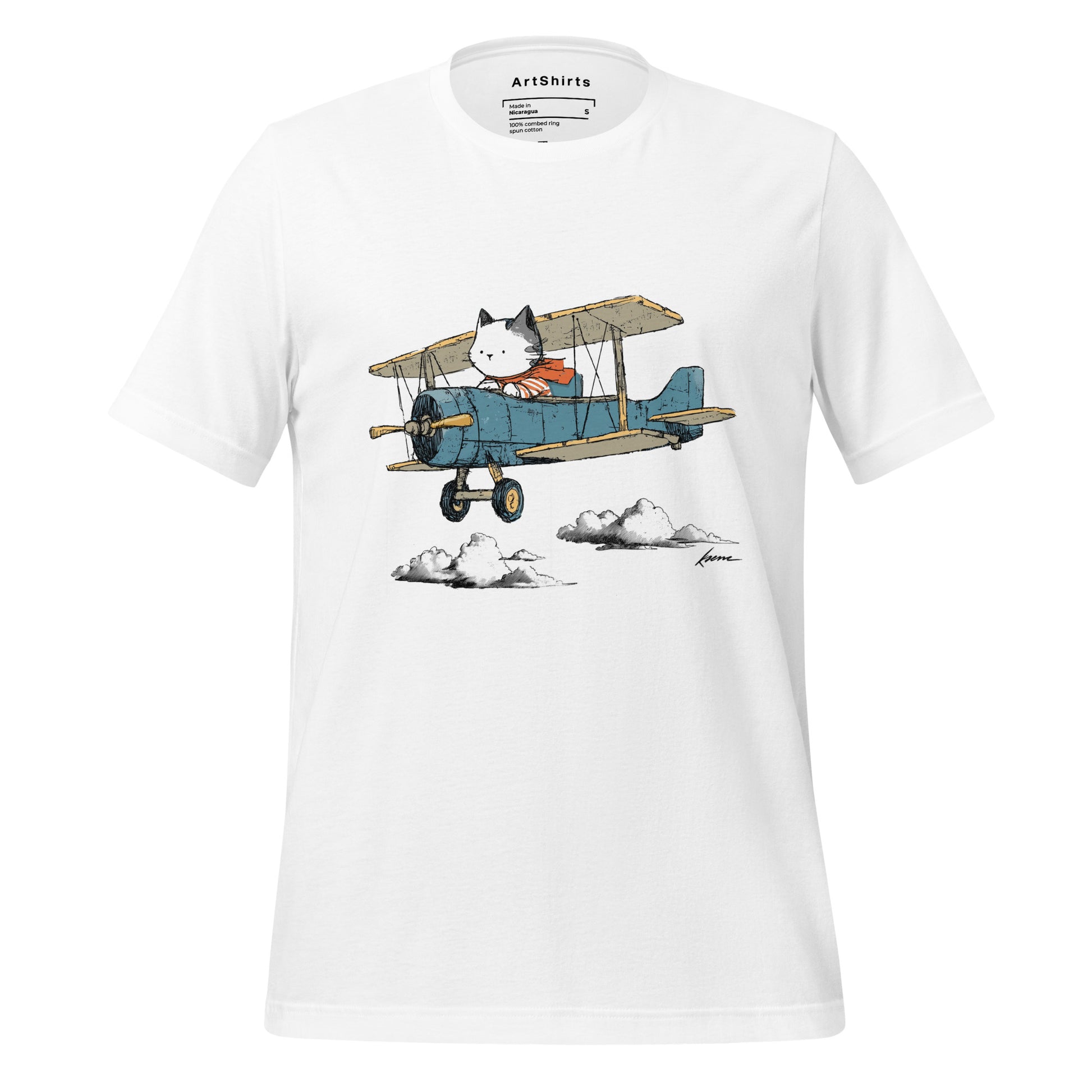 Cat In a Biplane Unisex T-Shirt