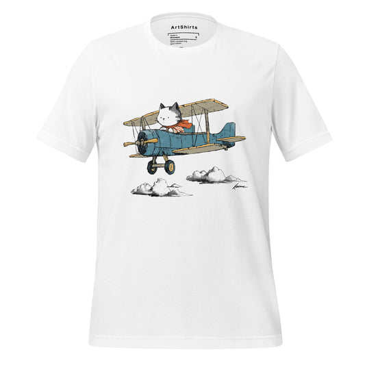 Cat In a Biplane Unisex T-Shirt