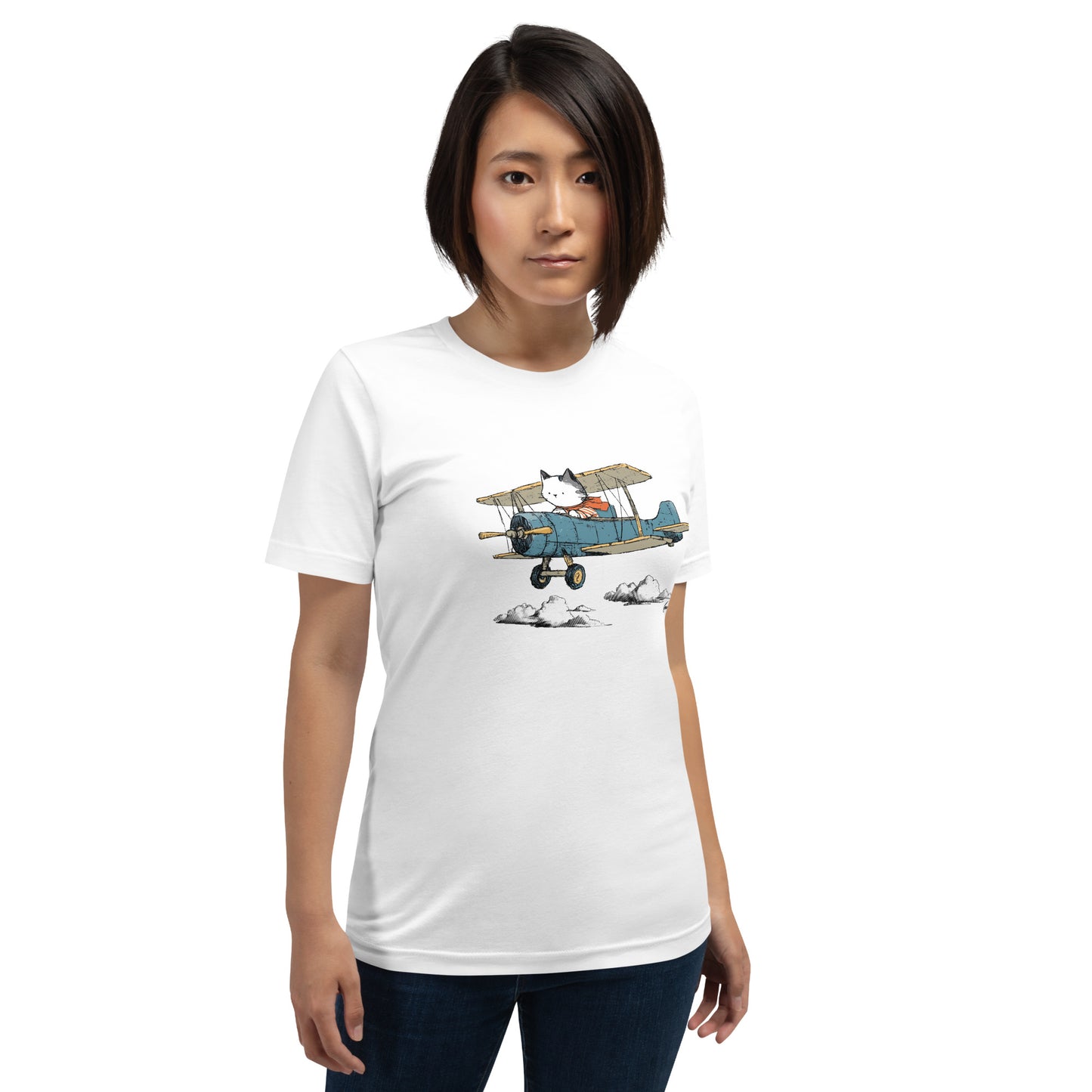 Cat In a Biplane Unisex T-Shirt